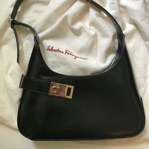 Authentic Salvatore Ferragamo black shoulder bag